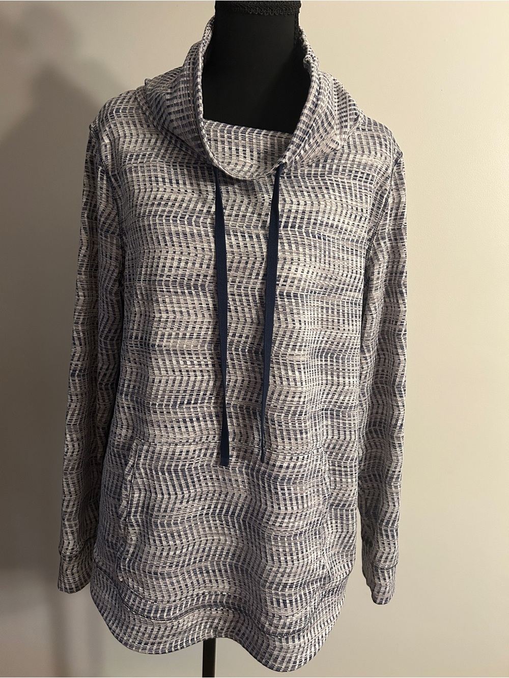 Talbots Navy and White Cowl Neck Pullover Sweater